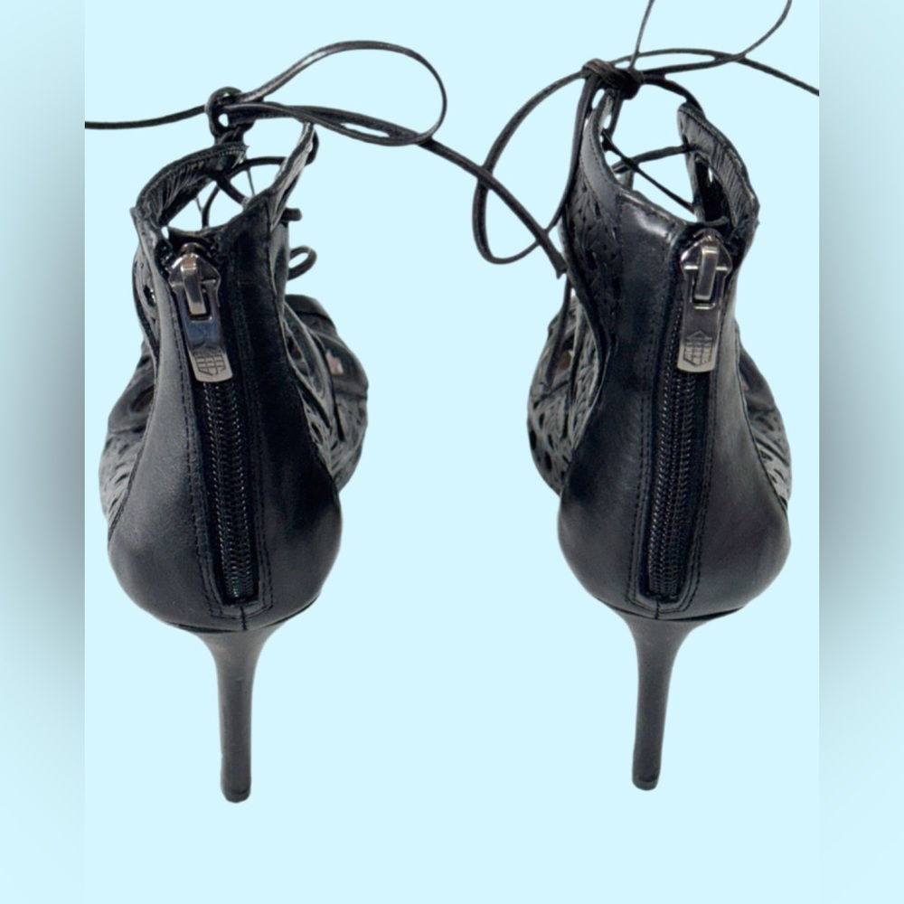 Vince Camuto Black Leather Lace-Up Cut-Out Stiletto Heels 8.5 | Jillie S… - Picture 5 of 8